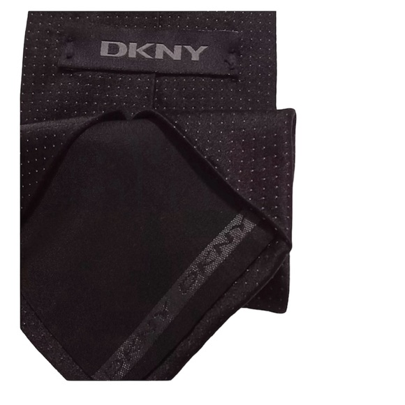 DKNY Men Necktie Black Polka Dot 100% Silk 58"L - Picture 4 of 5
